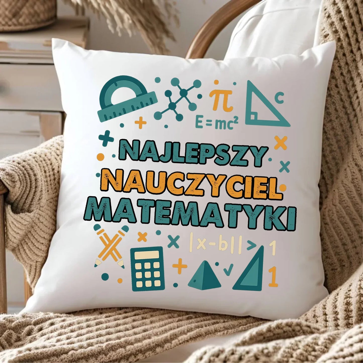 Najlepszy nauczyciel matematyki | Poduszka prezent dla nauczyciela N74 - StoryCups.pl