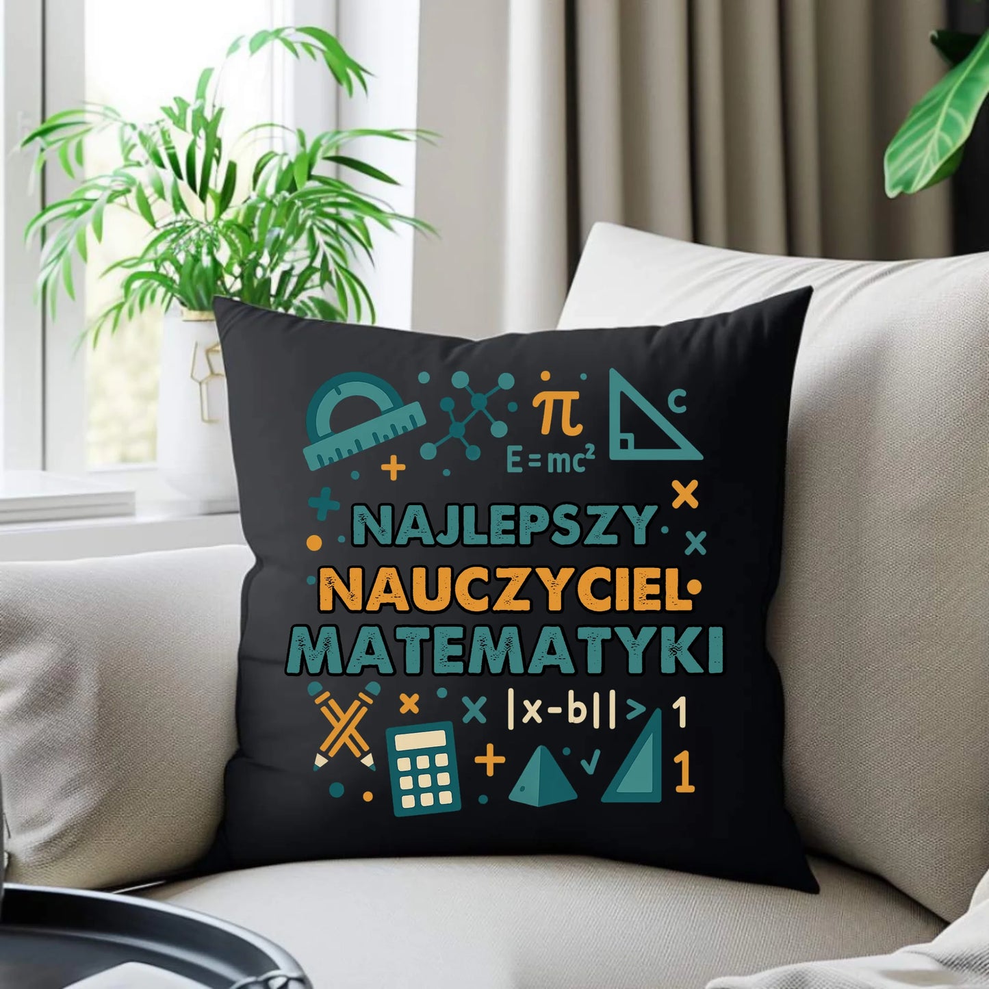 Prezent dla nauczyciela czarna poduszka dekoracyjna NAUCZYCIEL ZAKOŃCZENIE ROKU SZKOLNEGO