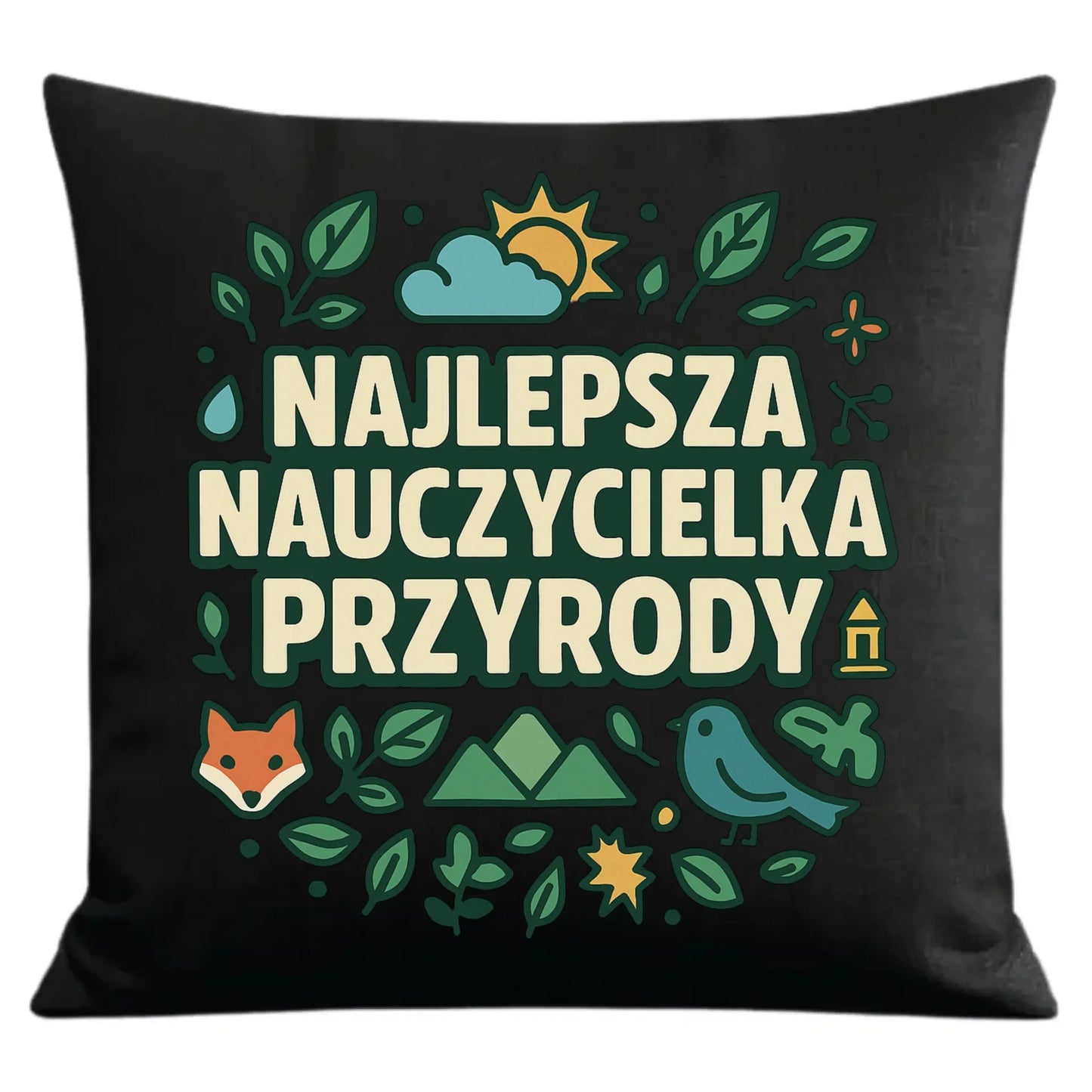 Prezent dla nauczyciela czarna poduszka dekoracyjna NAUCZYCIEL ZAKOŃCZENIE ROKU SZKOLNEGO