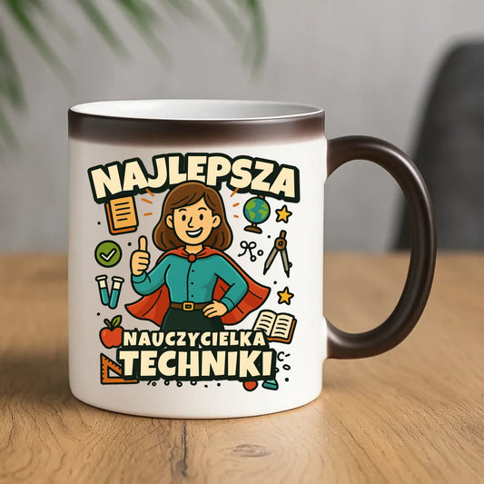Najlepsza nauczycielka techniki | Kubek magiczny na prezent N76 - StoryCups.pl
