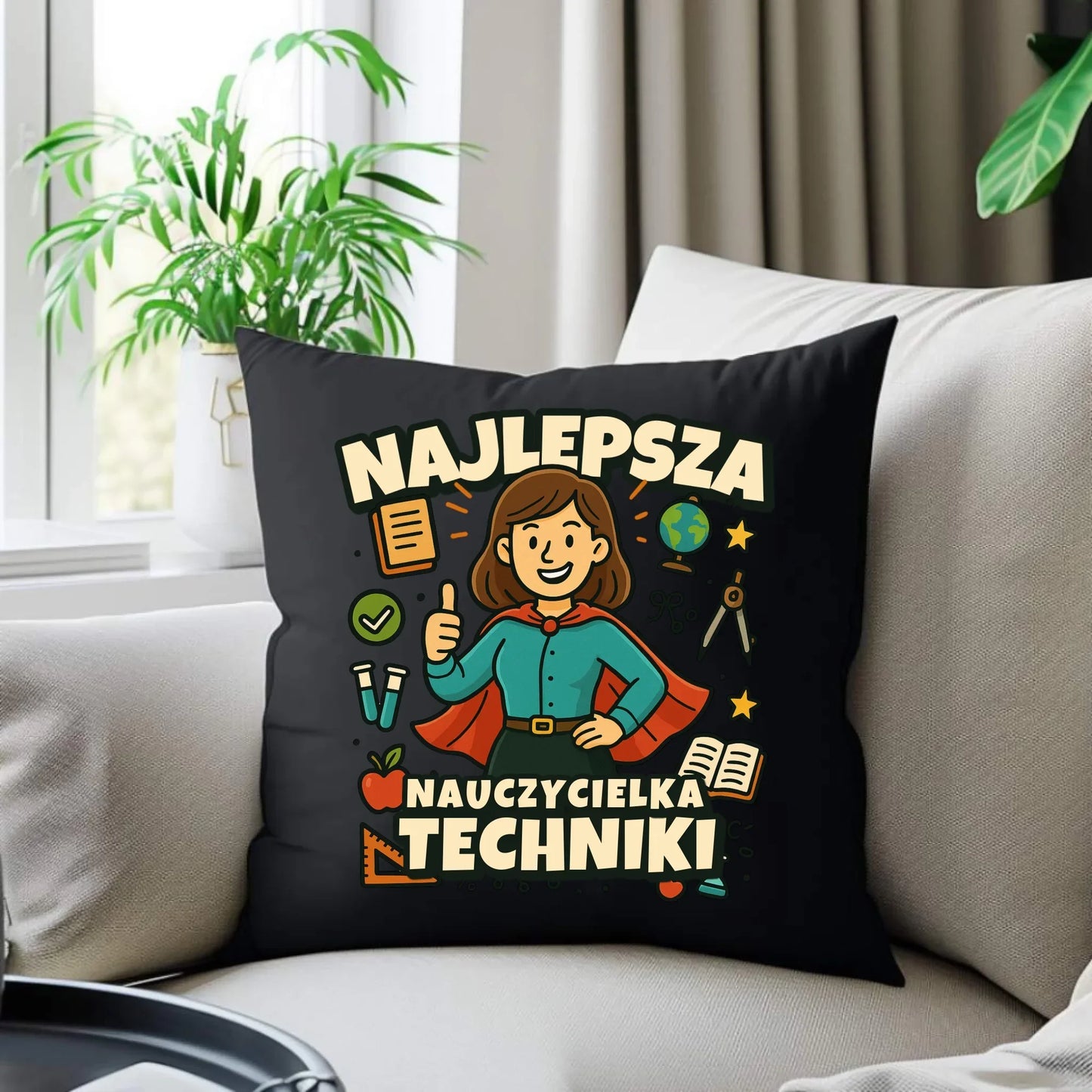 Najlepsza nauczycielka techniki | Poduszka dekoracyjna na prezent N76 - StoryCups.pl