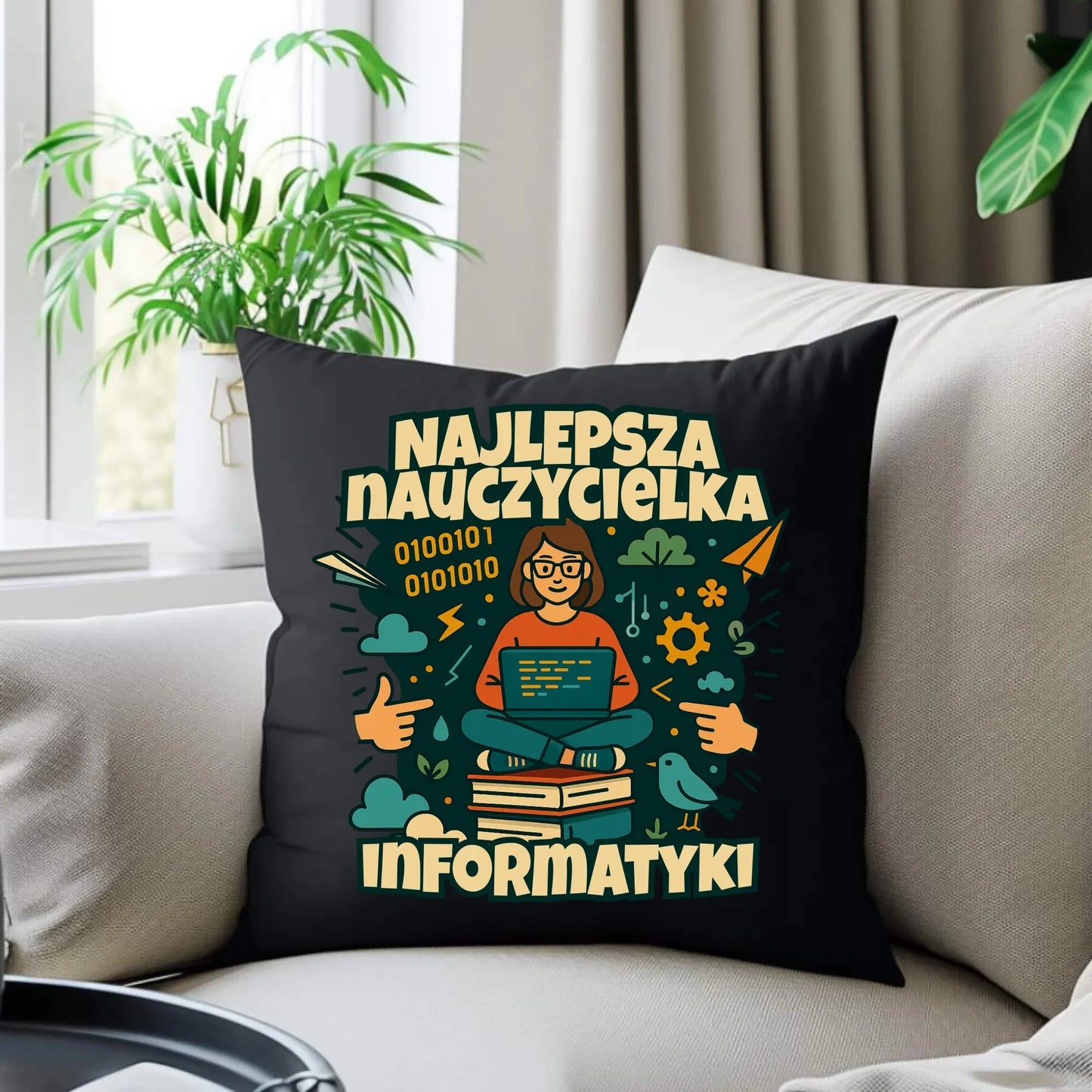 Najlepsza nauczycielka informatyki | Poduszka dekoracyjna na prezent N51 - StoryCups.pl