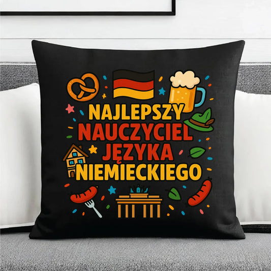Najlepszy nauczyciel języka niemieckiego | Poduszka dekoracyjna na prezent N54 - StoryCups.pl