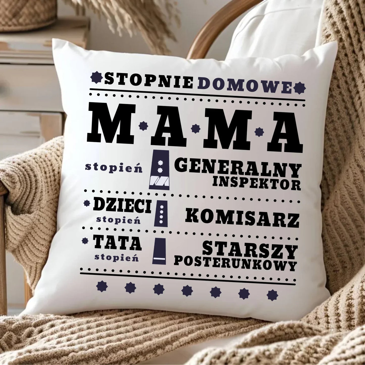 Generał mama policja | Poduszka prezent dla mamy DM41 - StoryCups.pl