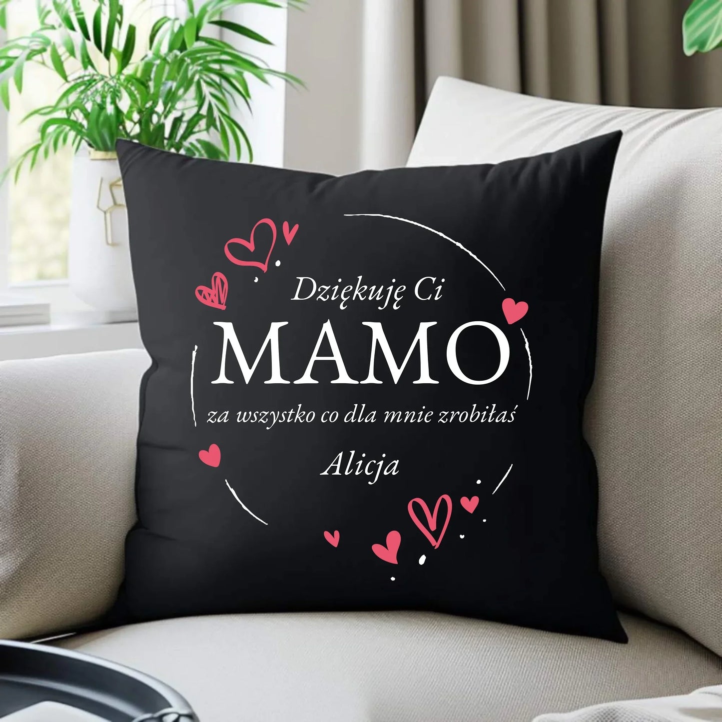 Dziękuję Ci mamo personalizacja | Poduszka dekoracyjna DM32 - StoryCups.pl