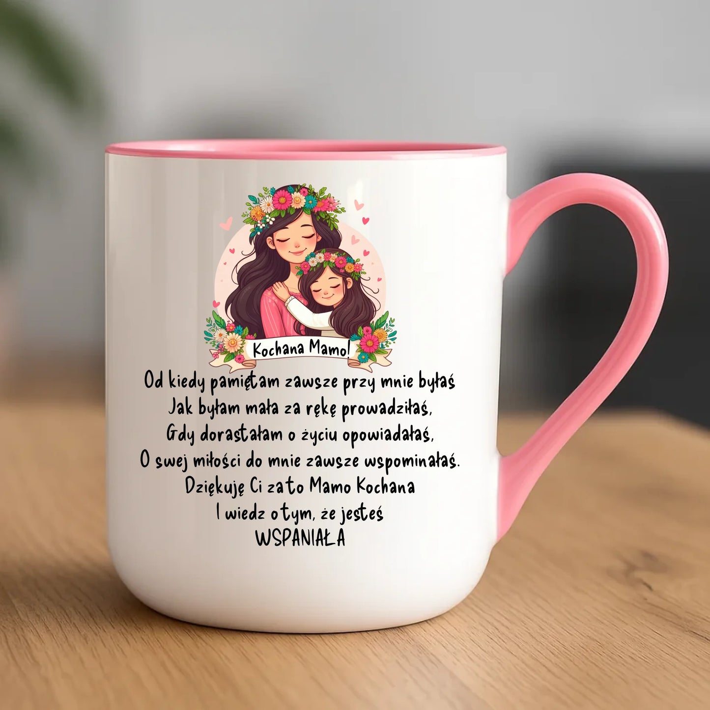 Personalizowany kubek dla mamy upominek na Dzień Mamy - różowy