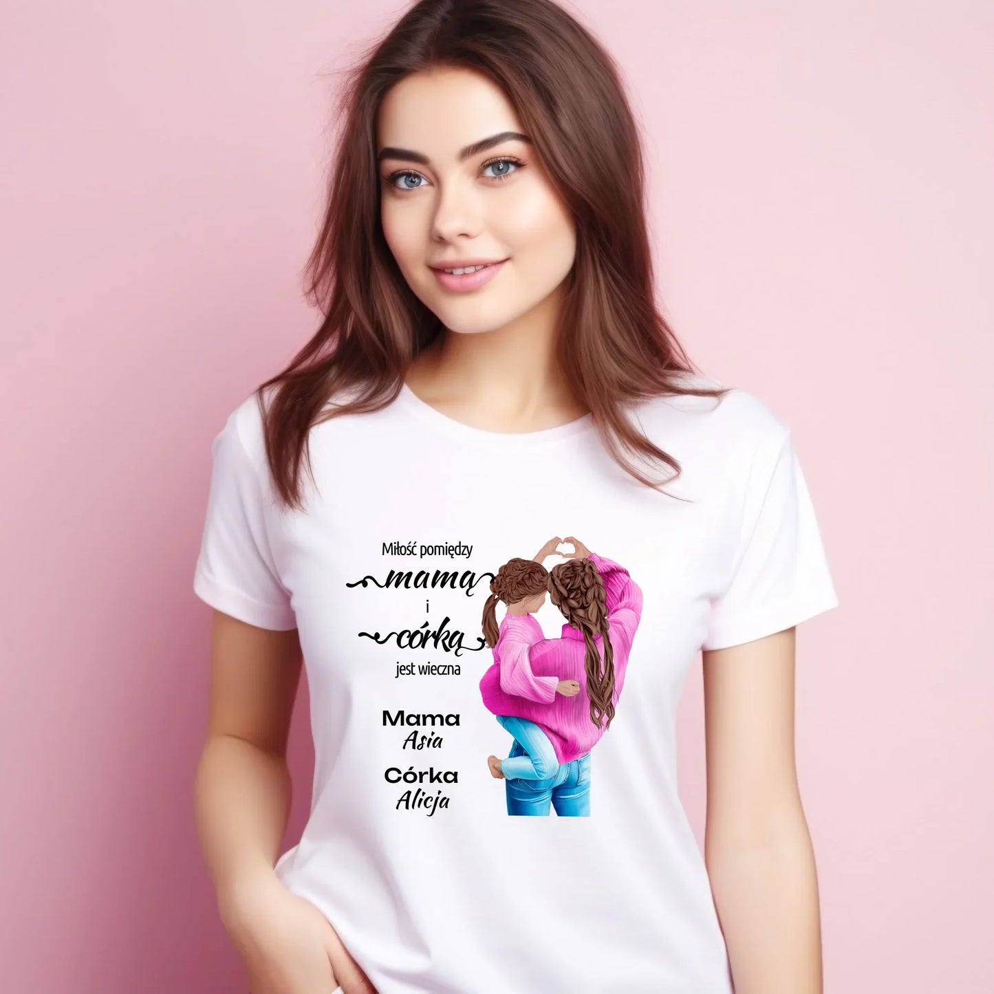 Miłość pomiędzy mamą i córką jest wieczna | Koszulka damska biała dla mamy DM38 - StoryCups.pl