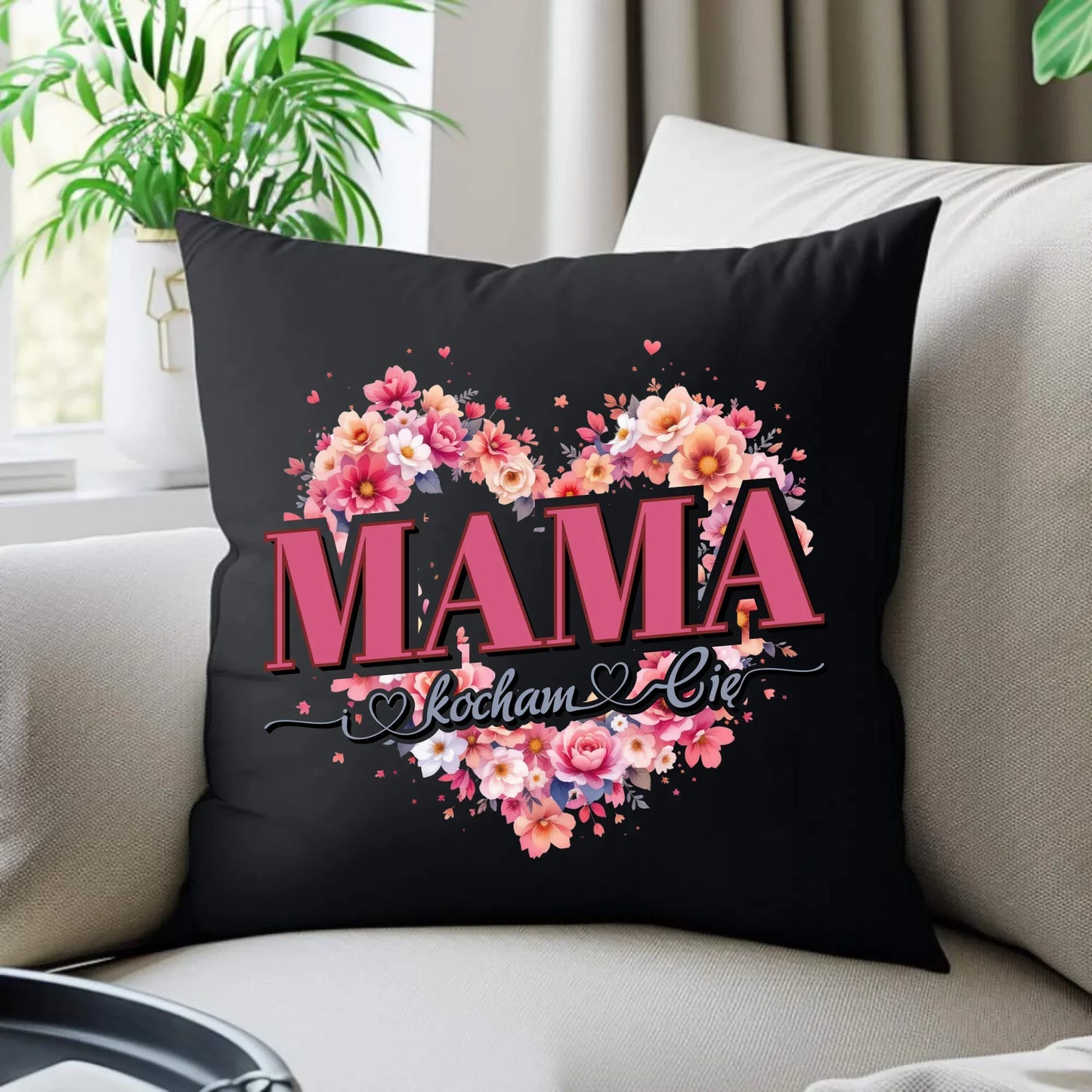 Kocham Cię | Poduszka dekoracyjna prezent dla mamy DM39 - StoryCups.pl