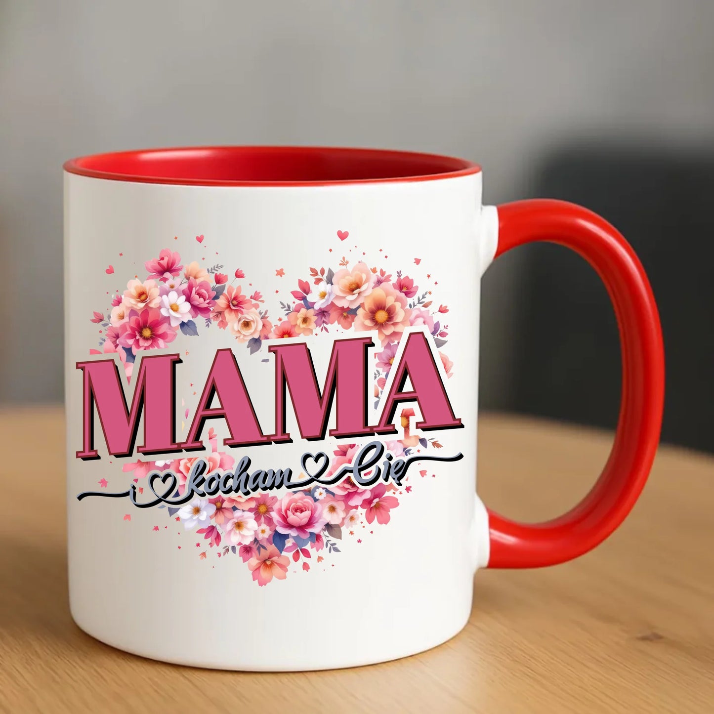 Personalizowany kubek dla mamy upominek na Dzień Mamy - czerwony