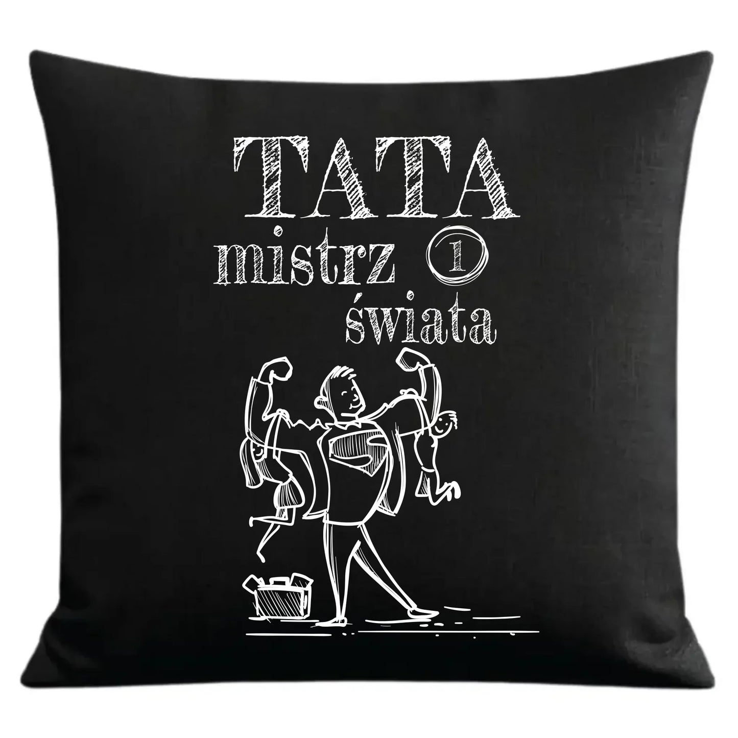 Prezent dla taty czarna poduszka dekoracyjna z nadrukiem