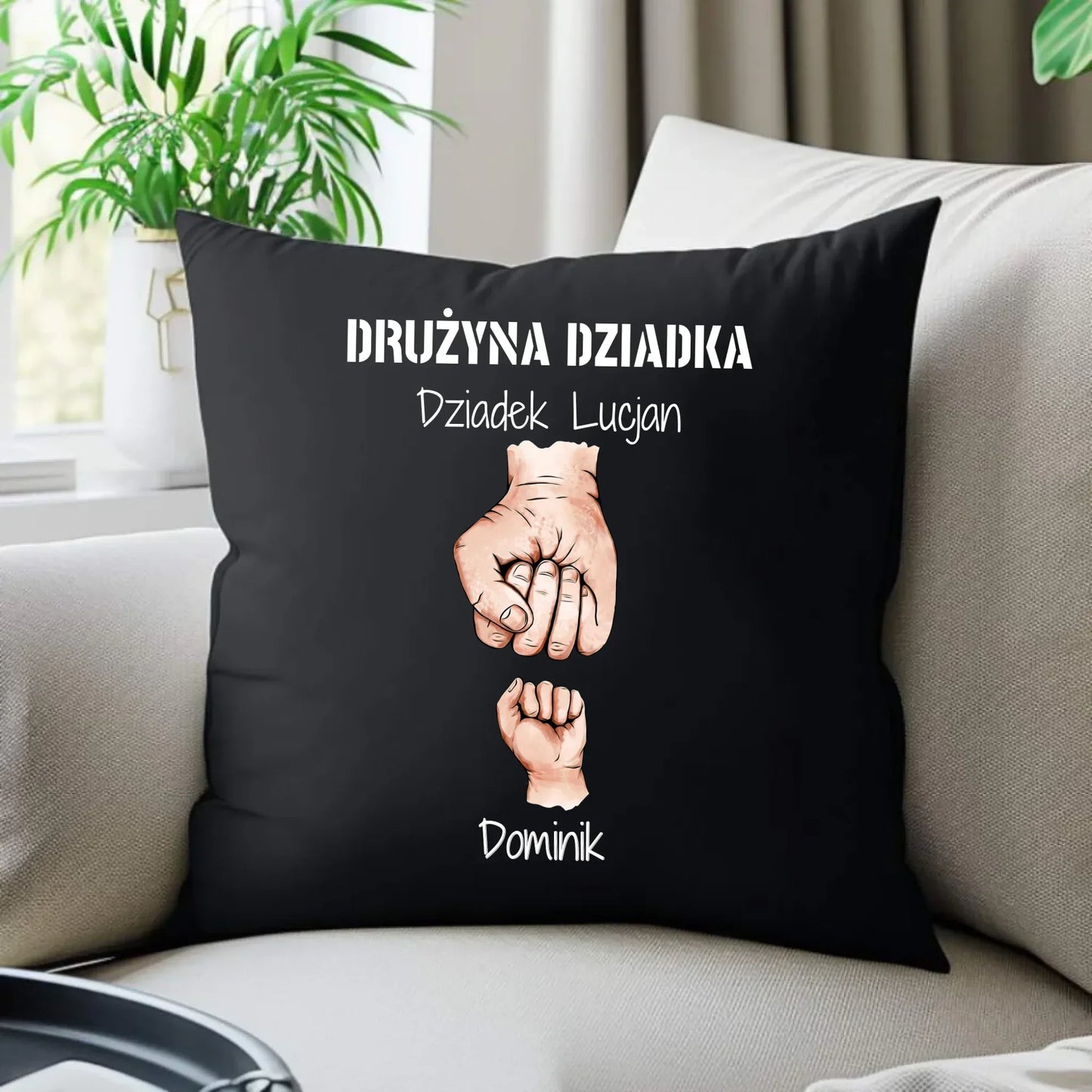 Drużyna Taty | Personalizowana poduszka dekoracyjna z imionami dzieci dla taty DT01 - StoryCups.pl