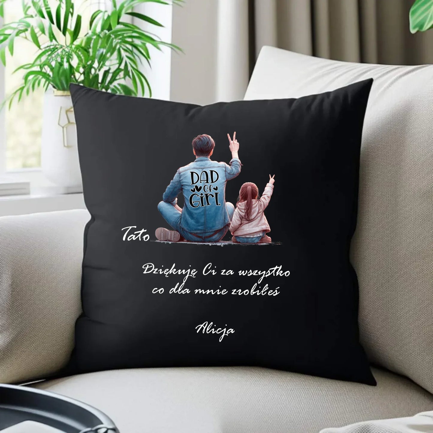 Tato dziękuję Ci | Poduszka dekoracyjna z dedykacją dla taty DT14 - StoryCups.pl