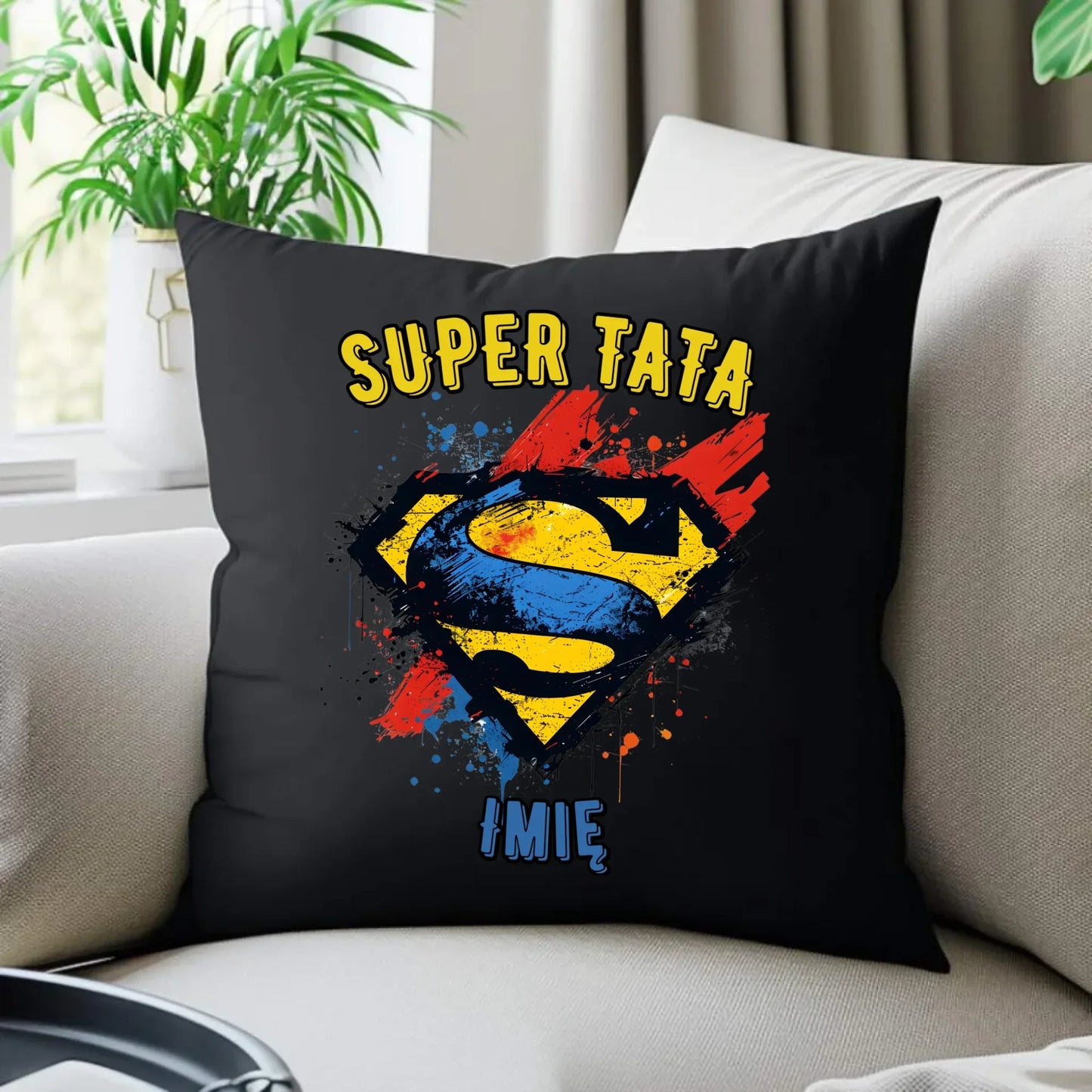 Super Tata imię | Poduszka dekoracyjna dla taty DT07 - StoryCups.pl