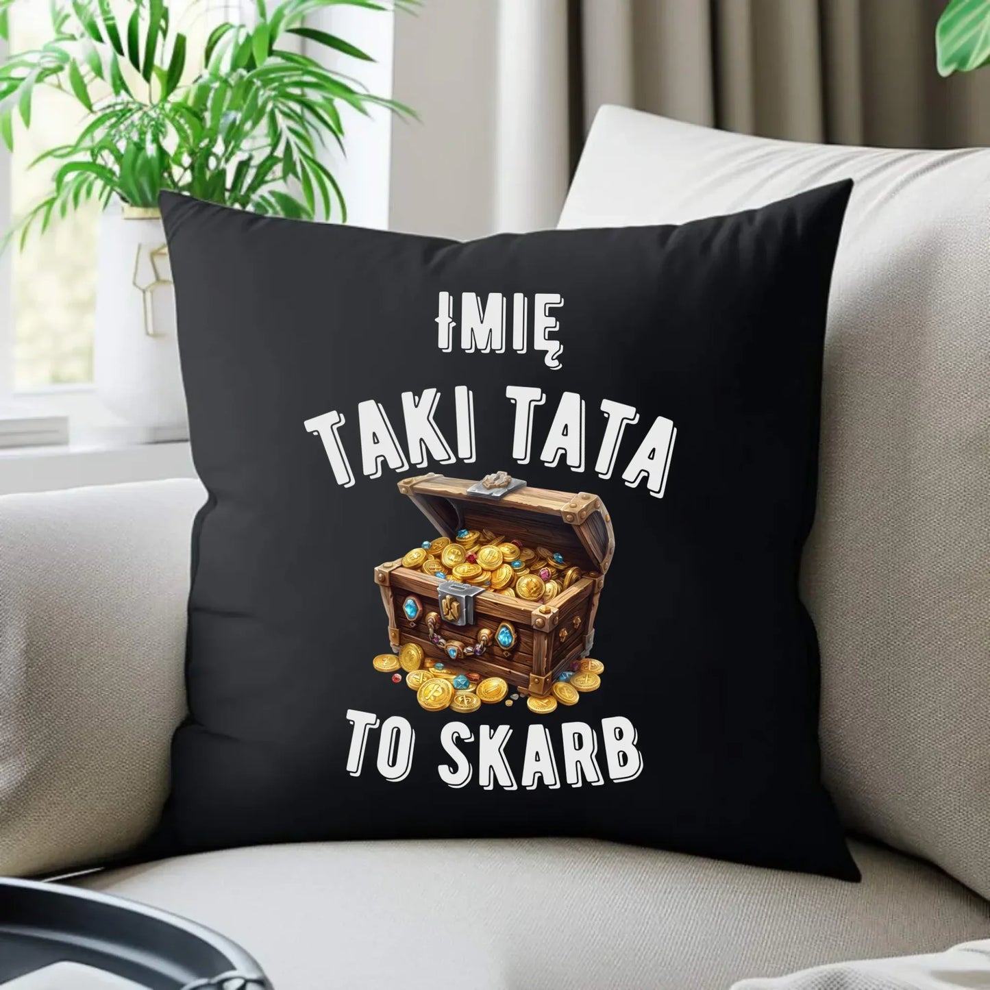 Taki tata to skarb | Personalizowana poduszka dekoracyjna dla taty DT10 - StoryCups.pl