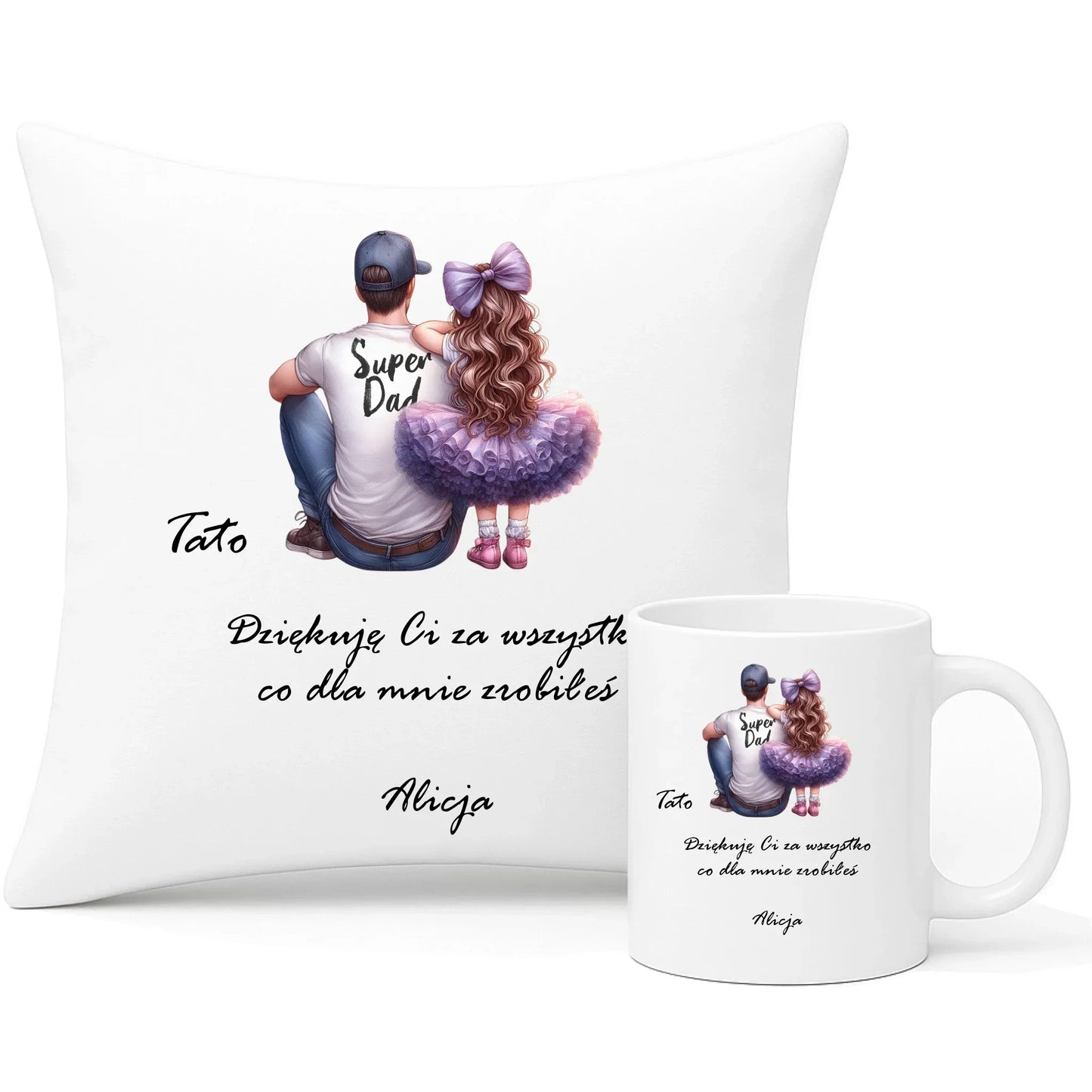 Tato dziękuję Ci | Zestaw poduszka i kubek dla taty DT14 - StoryCups.pl
