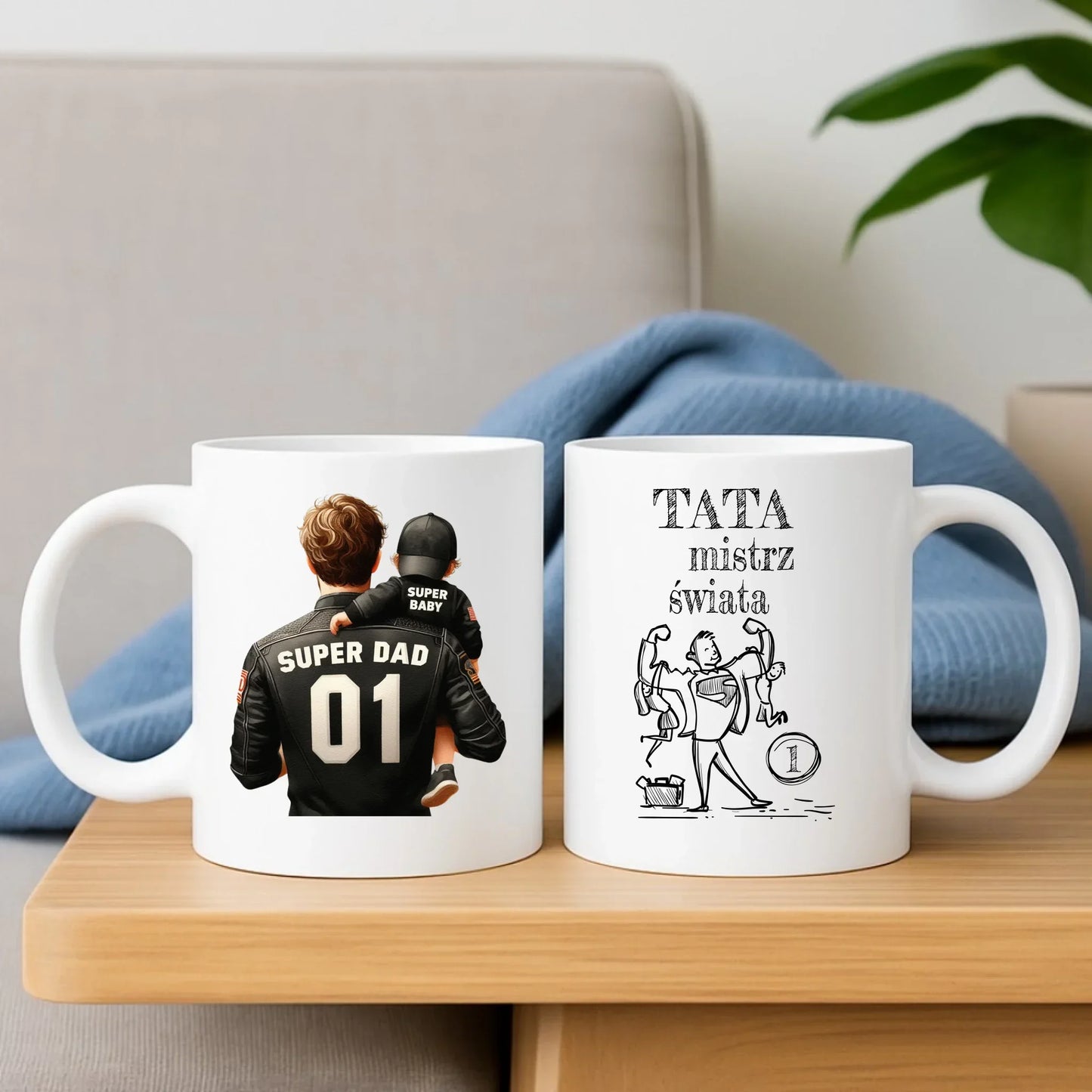 Tata Mistrz Świata | Zestaw poduszka i kubek dla taty DT36 - StoryCups.pl