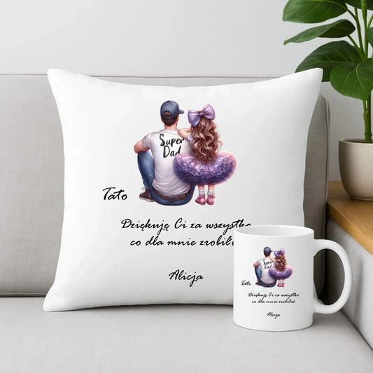 Tato dziękuję Ci | Zestaw poduszka i kubek dla taty DT14 - StoryCups.pl