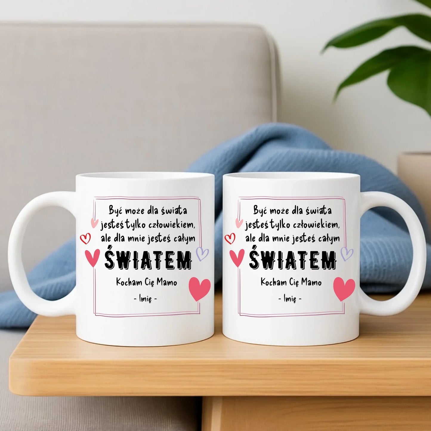 Mamo jesteś całym światem | Zestaw poduszka i kubek prezent dla mamy DM06 - StoryCups.pl