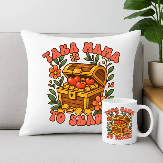 Taka mama to skarb | Zestaw poduszka i kubek prezent na Dzień Matki DM12 - StoryCups.pl