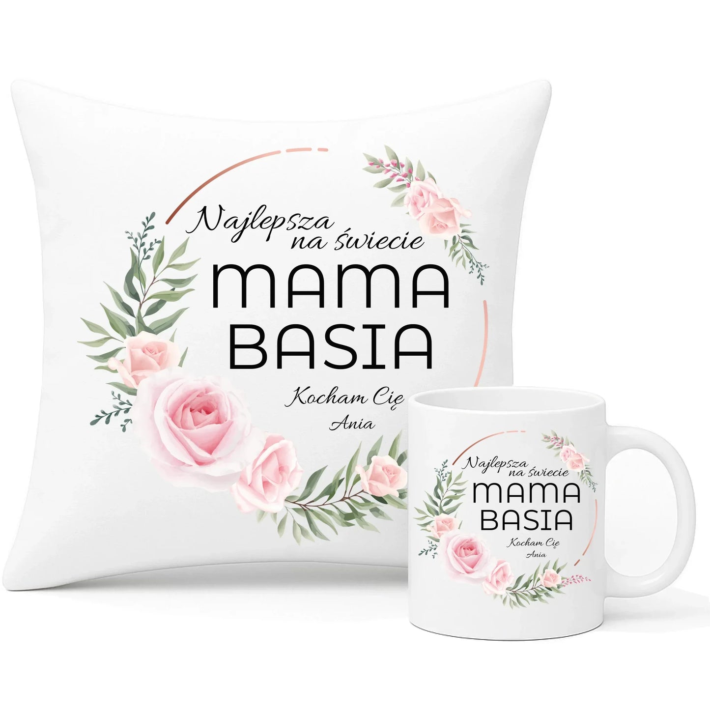 Najlepsza mama na świecie | Zestaw poduszka i kubek prezent na Dzień Matki DM17 - StoryCups.pl