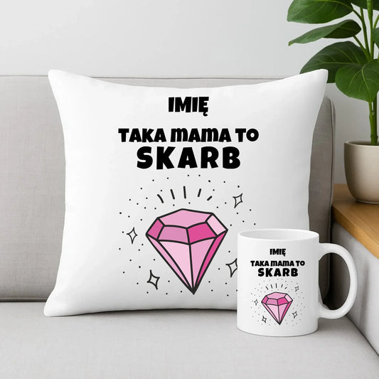 Taka mama to skarb | Zestaw poduszka i kubek prezent dla mamy DM18 - StoryCups.pl
