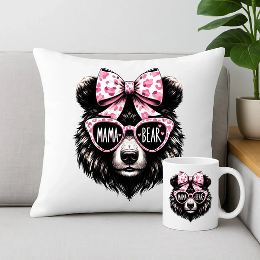Mama bear | Zestaw poduszka i kubek prezent dla mamy DM19 - StoryCups.pl