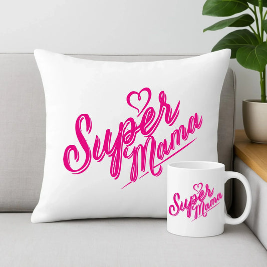 Super mama | Zestaw poduszka i kubek prezent na Dzień Matki DM21 - StoryCups.pl