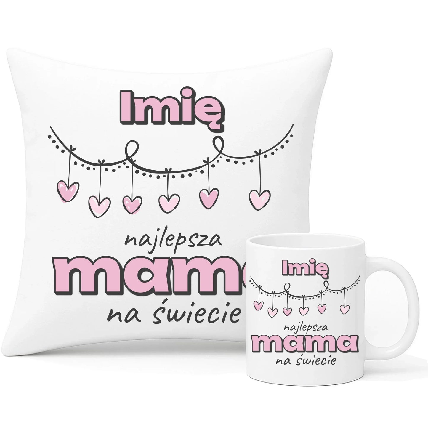 Najlepsza mama | Zestaw poduszka i kubek z imieniem prezent dla mamy DM27 - StoryCups.pl