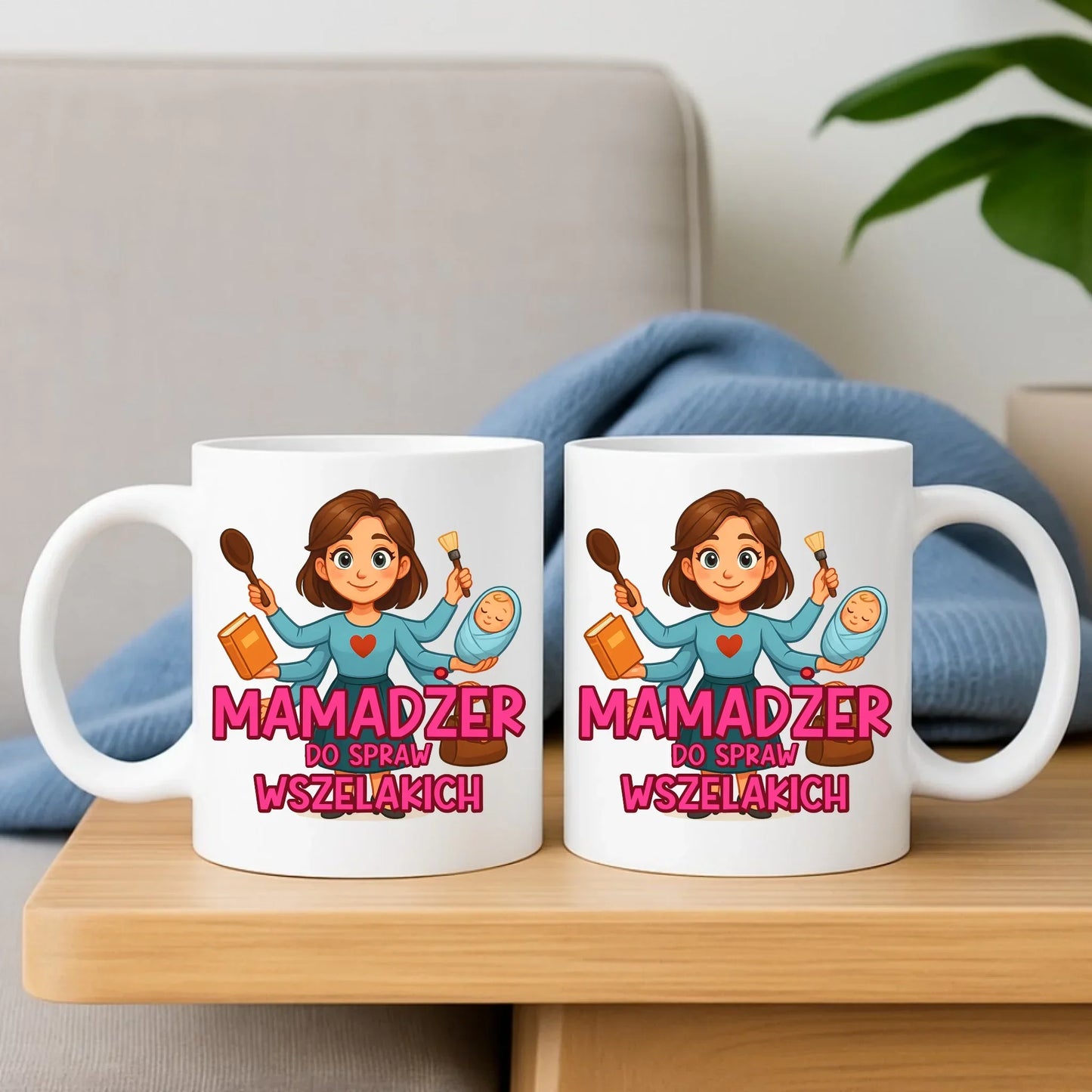 Mamadżer do spraw wszelakich | Zestaw poduszka i kubek prezent dla mamy DM28 - StoryCups.pl