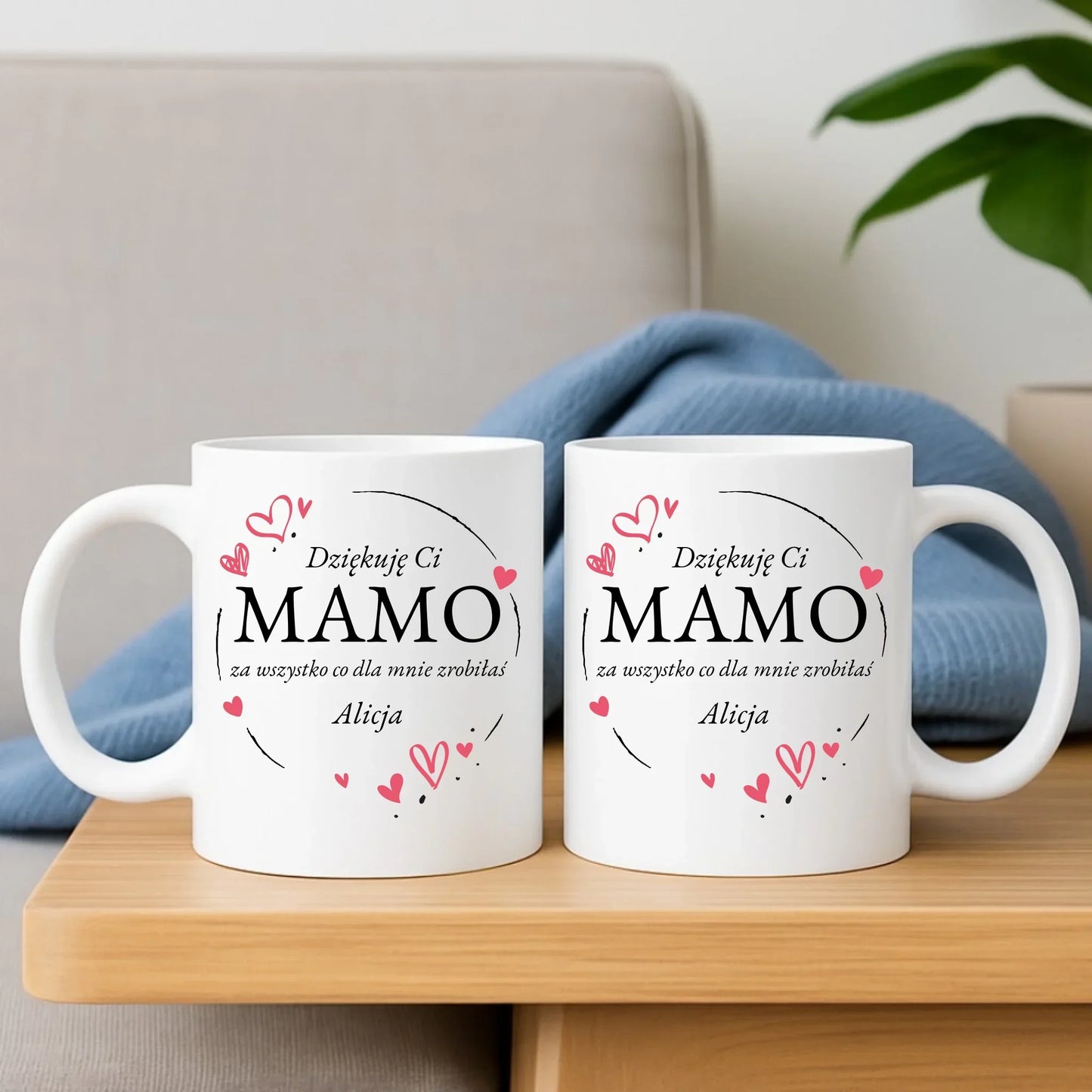 Dziękuję Ci mamo personalizacja | Zestaw poduszka i kubek dla mamy DM32 - StoryCups.pl