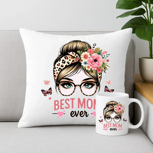 Best mom ever | Zestaw poduszka i kubek prezent dla mamy DM37 - StoryCups.pl