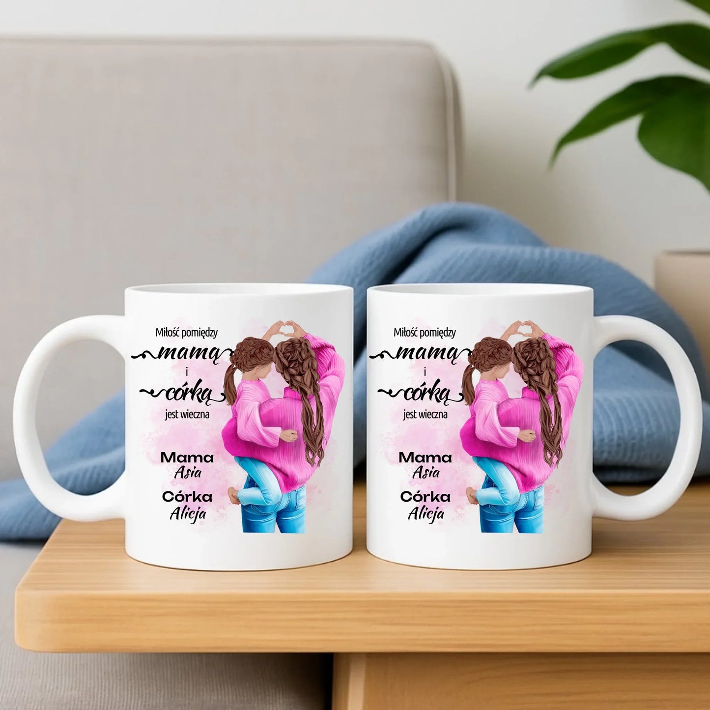 Miłość pomiędzy mamą i córką jest wieczna | Zestaw poduszka i kubek dla mamy DM38 - StoryCups.pl