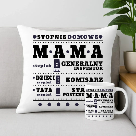Generał mama policja | Zestaw poduszka i kubek prezent dla mamy DM41 - StoryCups.pl