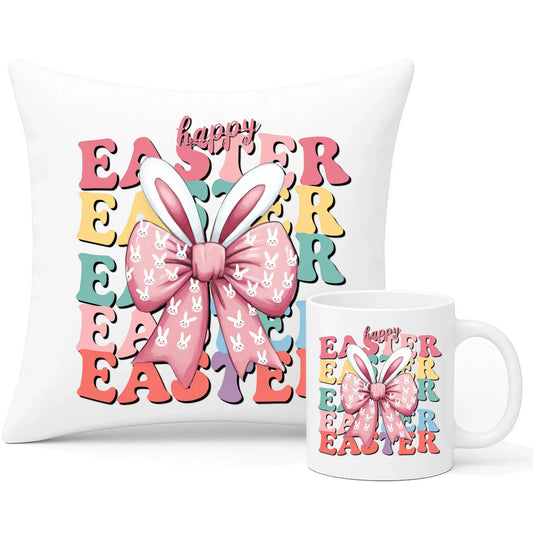 Happy Easter | Zestaw poduszka i kubek Wielkanocny WN20 - StoryCups.pl