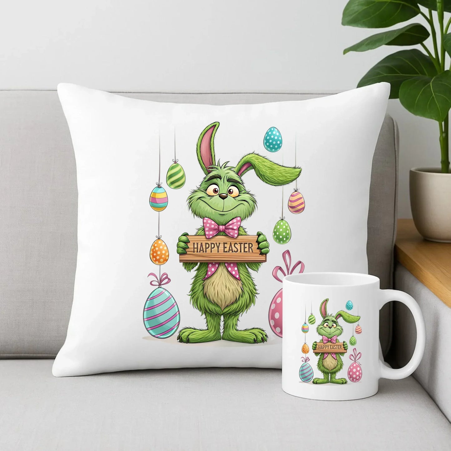 Grinch | Zestaw poduszka i kubek Wielkanocny WN33 - StoryCups.pl