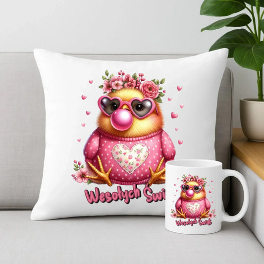 Wesołych Świąt | Zestaw poduszka i kubek Wielkanocny WN32 - StoryCups.pl