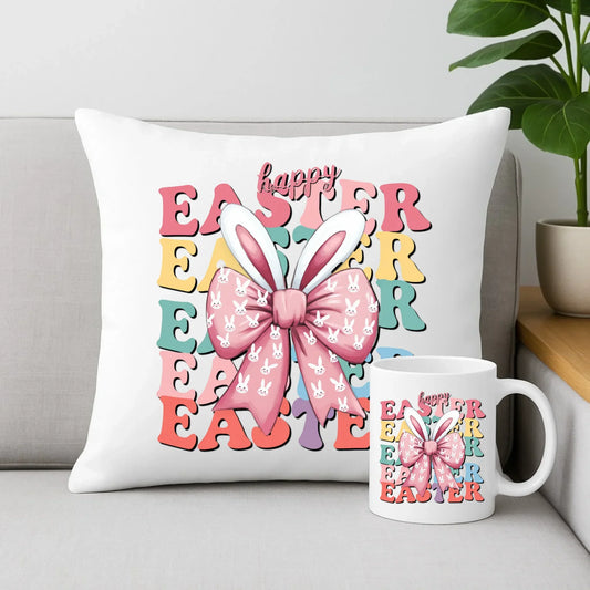 Happy Easter | Zestaw poduszka i kubek Wielkanocny WN20 - StoryCups.pl