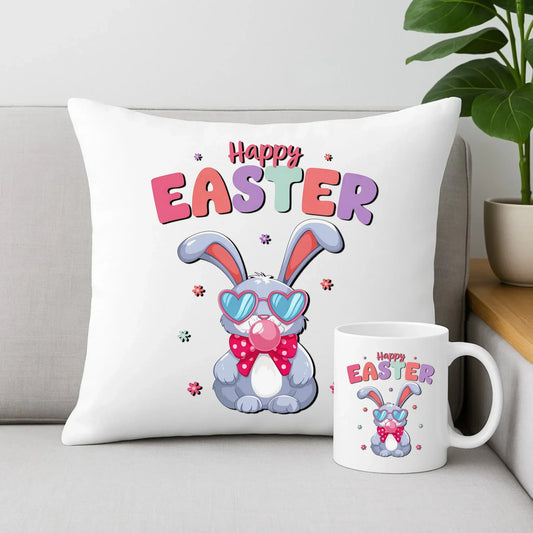 Happy Easter | Zestaw poduszka i kubek Wielkanocny WN21 - StoryCups.pl