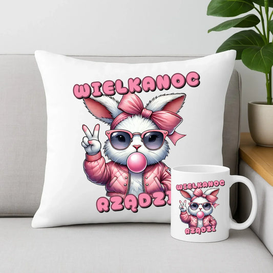 Wielkanoc rządzi | Zestaw poduszka i kubek Wielkanocny WN18 - StoryCups.pl