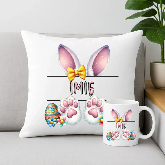 Zajączek z imieniem | Zestaw poduszka i kubek na Wielkanoc WN13 - StoryCups.pl