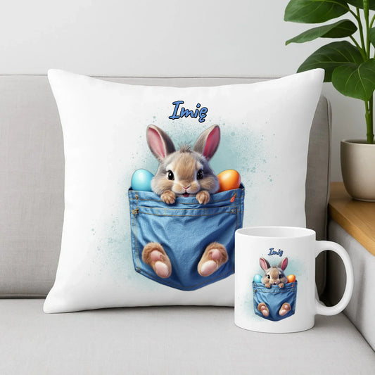Mały zajączek | Zestaw poduszka i kubek na Wielkanoc WN10 - StoryCups.pl