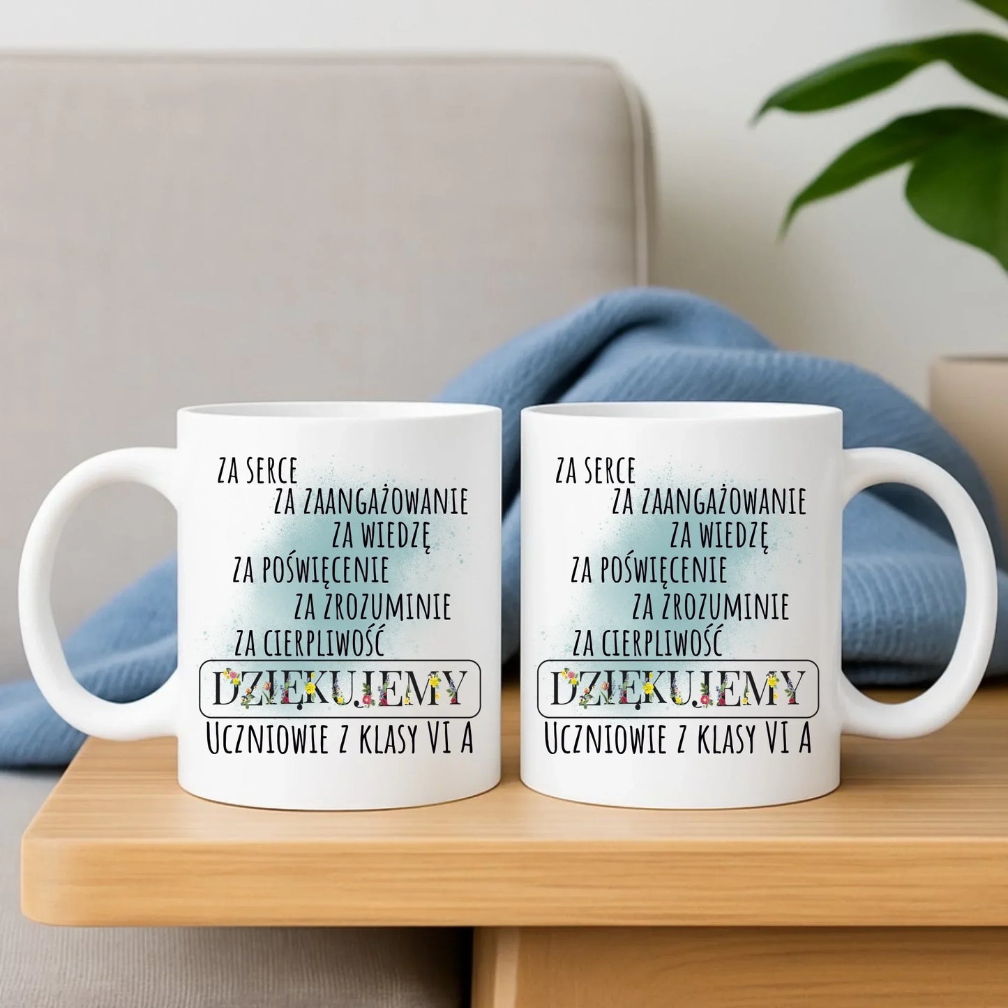 Podziękowanie dla nauczyciela od klasy na prezent | Zestaw poduszka i kubek dla nauczyciela N06 - StoryCups.pl