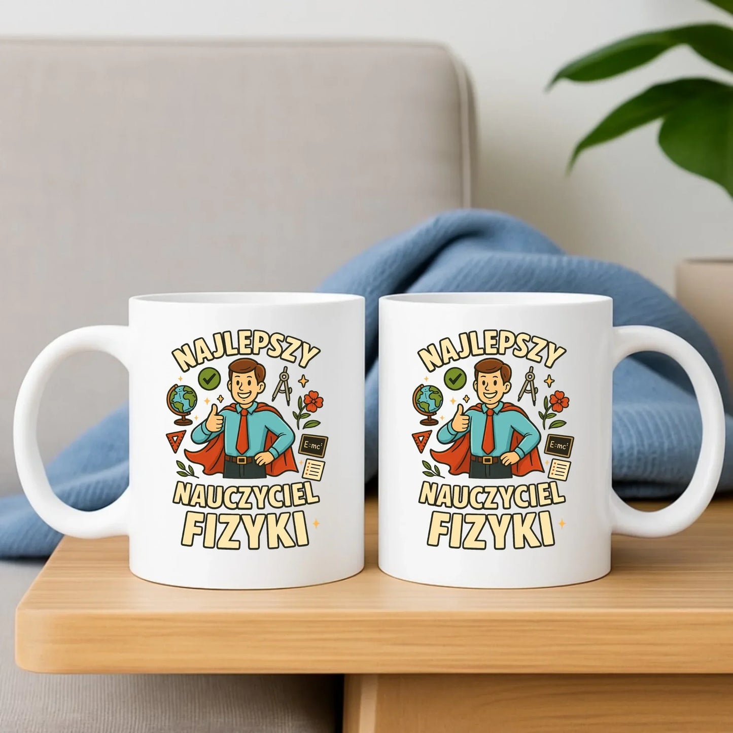 Najlepszy nauczyciel fizyki | Zestaw poduszka i kubek na prezent N22 - StoryCups.pl