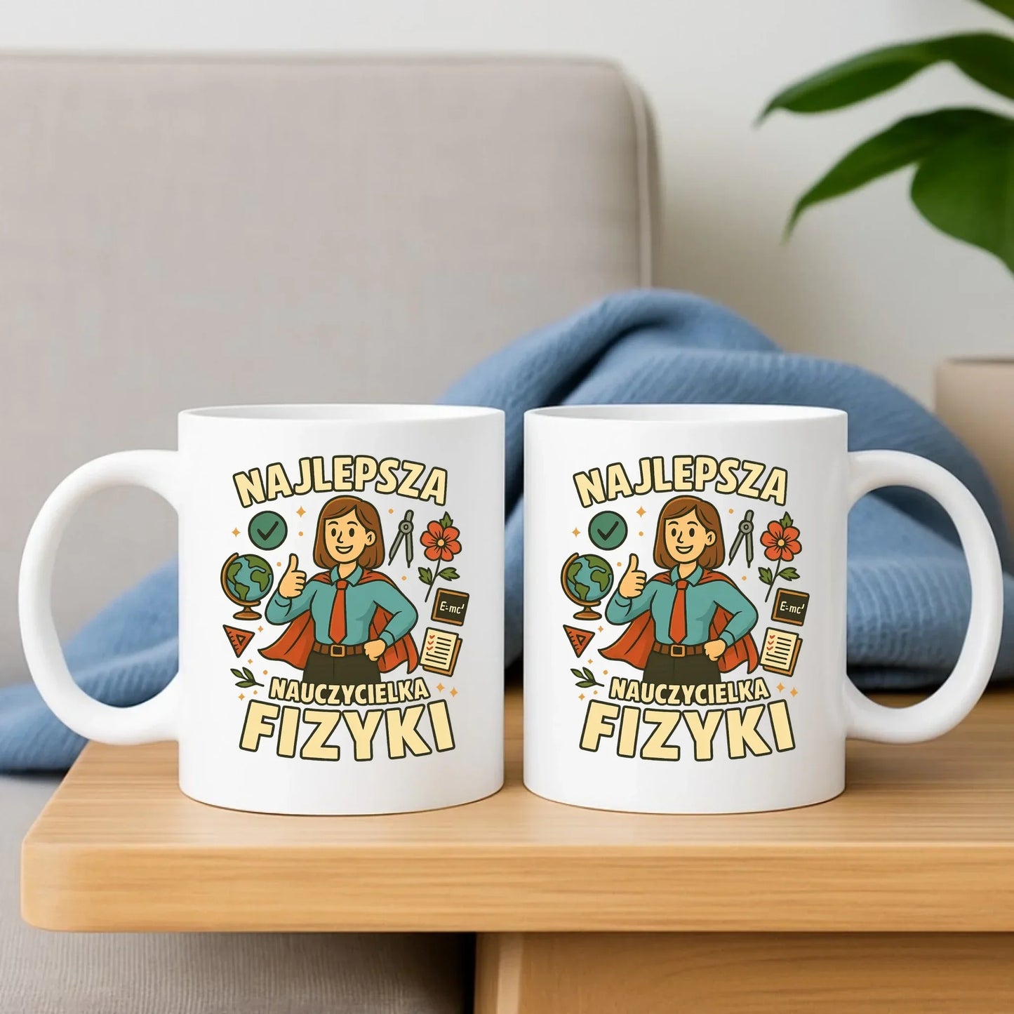 Najlepsza nauczycielka fizyki | Zestaw poduszka i kubek na prezent N23 - StoryCups.pl
