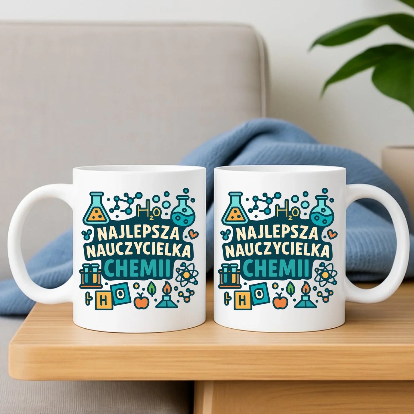 Najlepsza nauczycielka chemii | Zestaw poduszka i kubek prezent dla nauczycielki N44 - StoryCups.pl