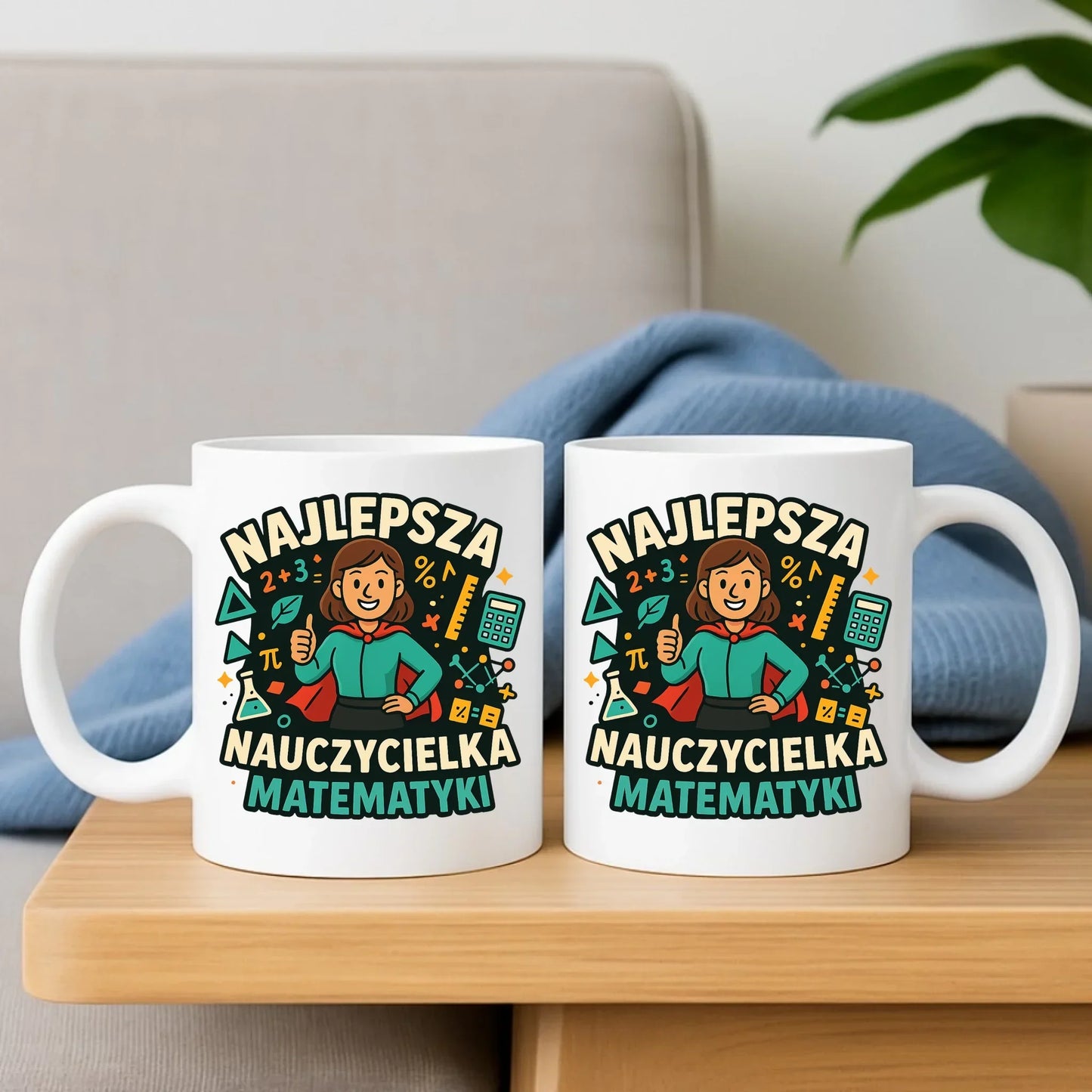 Najlepsza nauczycielka matematyki | Zestaw poduszka i kubek prezent nauczyciel N46 - StoryCups.pl