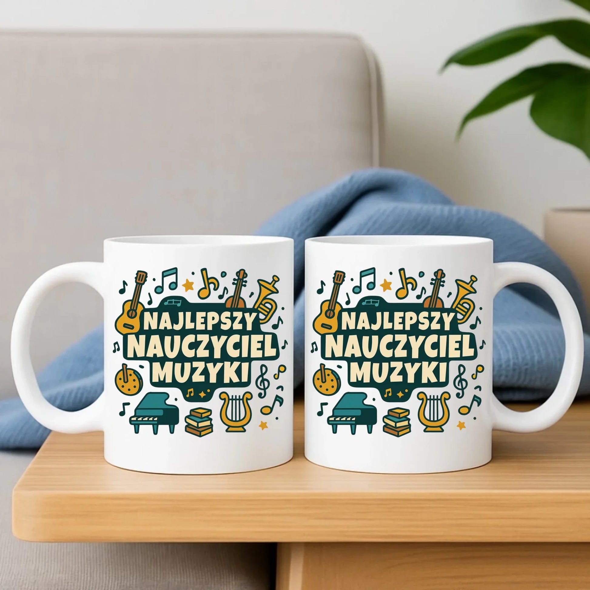 Najlepszy nauczyciel muzyki | Zestaw poduszka i kubek prezent dla nauczyciela N52 - StoryCups.pl