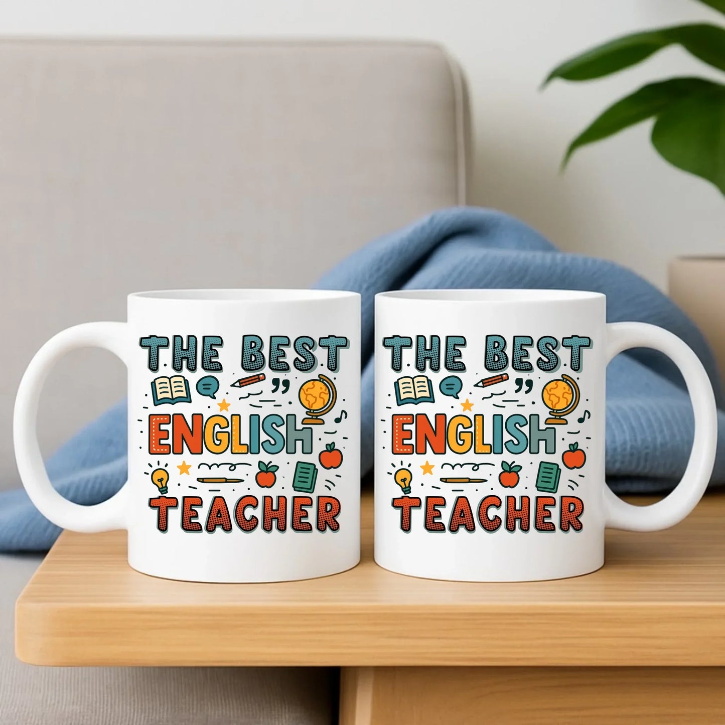 The best english teacher | Zestaw poduszka i kubek dla nauczyciela angielskiego N53 - StoryCups.pl