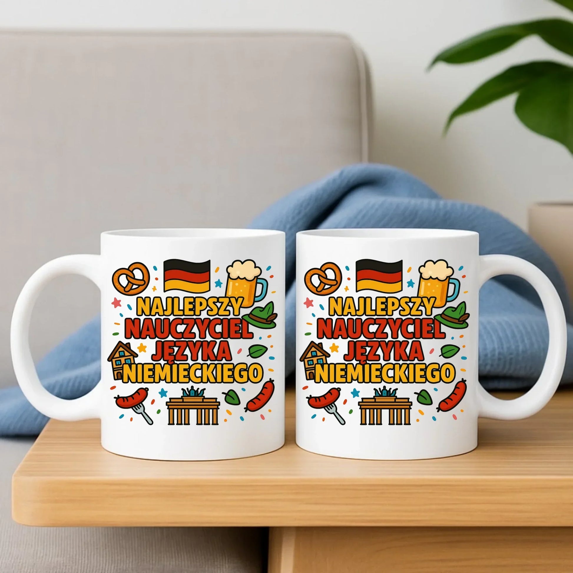 Najlepszy nauczyciel języka niemieckiego | Zestaw poduszka i kubek N54 - StoryCups.pl