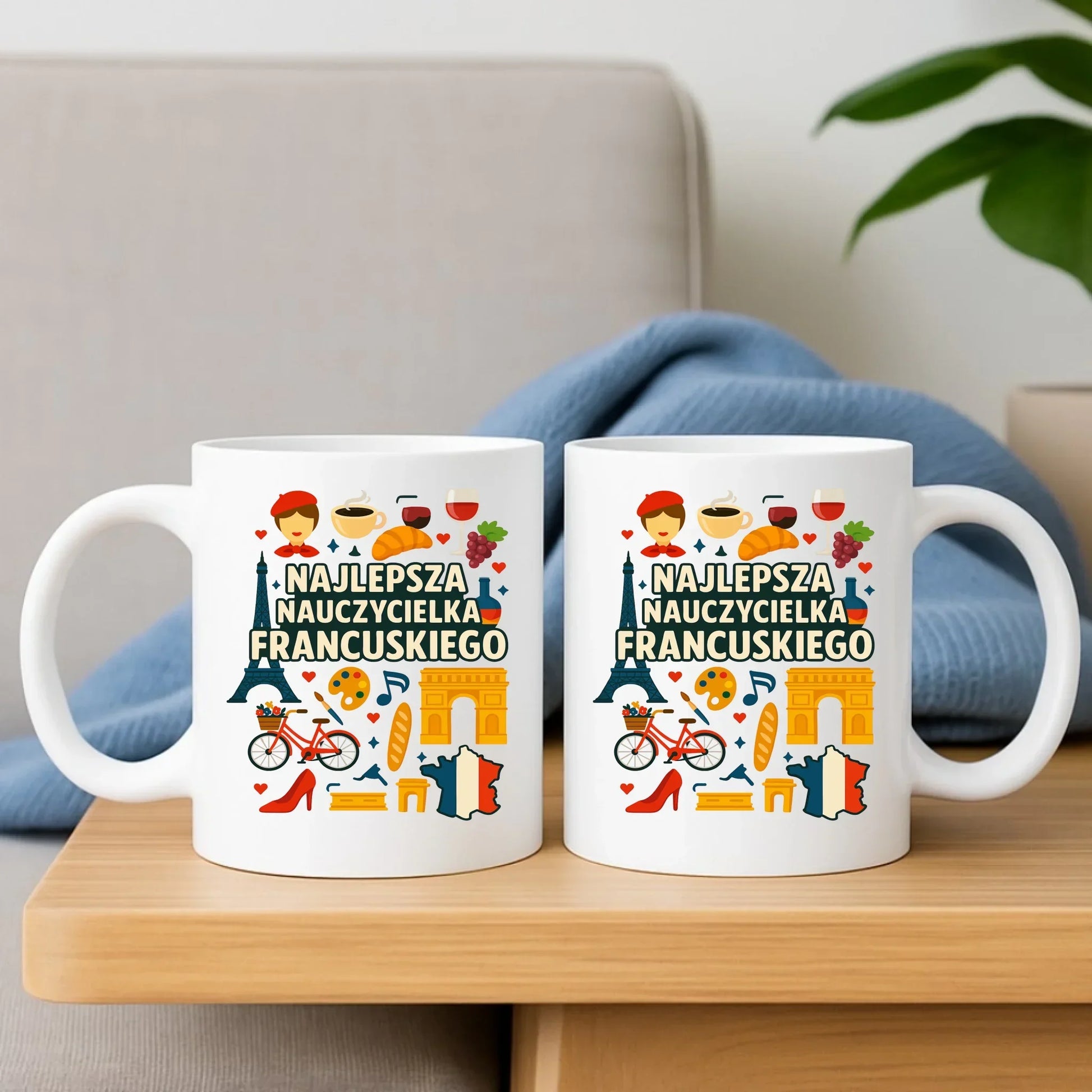 Nauczycielka języka francuskiego | Zestaw poduszka i kubek na prezent N58 - StoryCups.pl